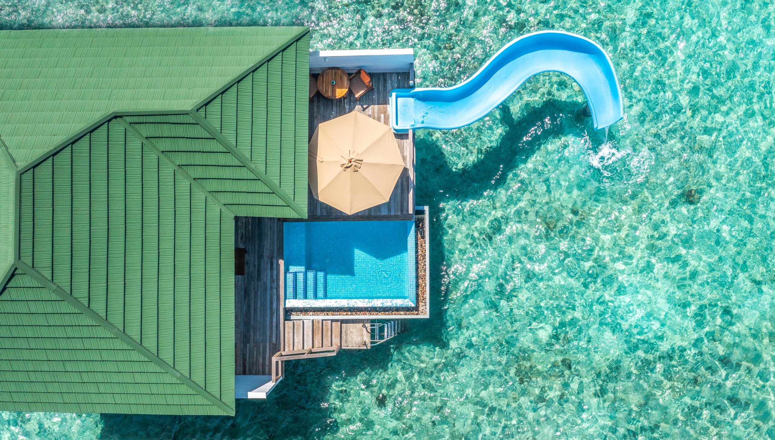 lagoon villa with pool and slide