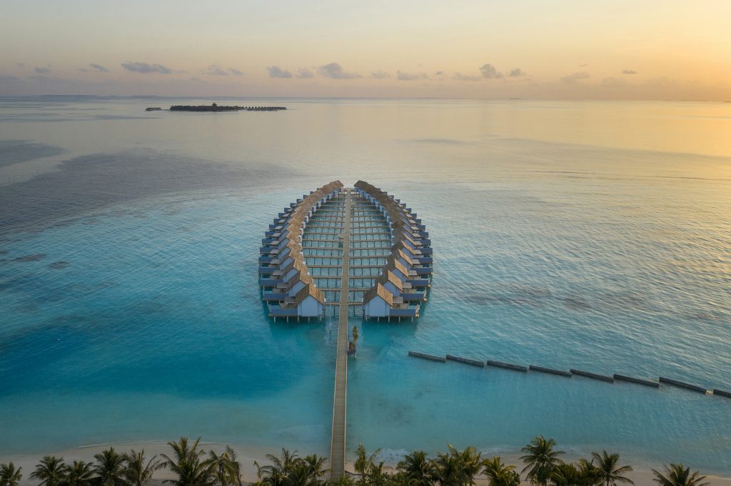 Outrigger Maafushivaru Resort Water Villas Aerial