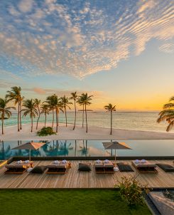 Alila Kothaifaru Maldives Infinity Pool Sunset Aerial Shoot