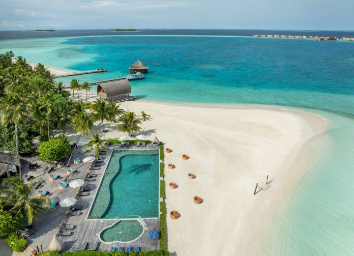 Angsana Velavaru Pool Bar Beach Pavilion Aerial 7