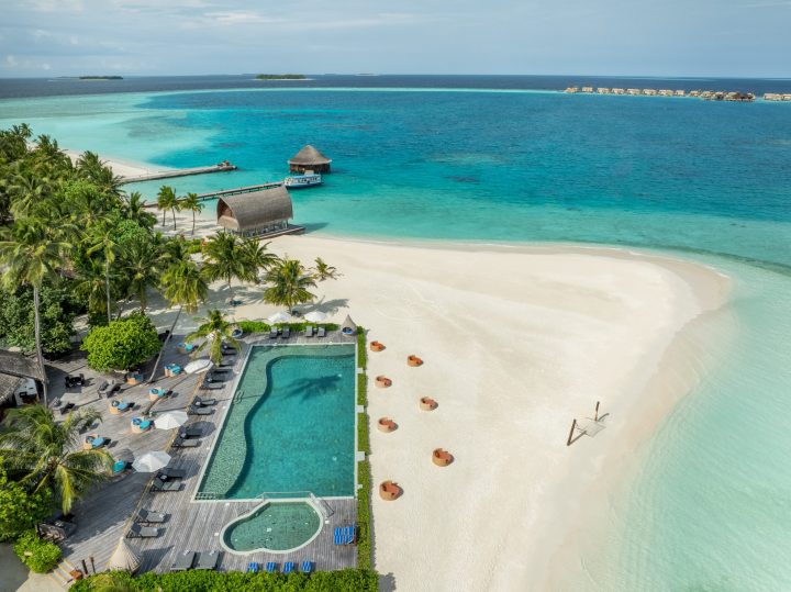 Angsana Velavaru Pool Bar Beach Pavilion Aerial 7