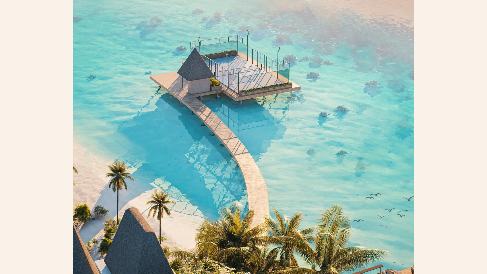 Maldives luxury resorts: Meyyafushi overwater padel court (official image source: Hotelier Maldives)