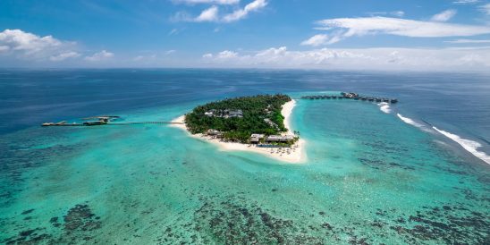 Alila Kothaifaru Maldives Island Aerial Shot Side Angle