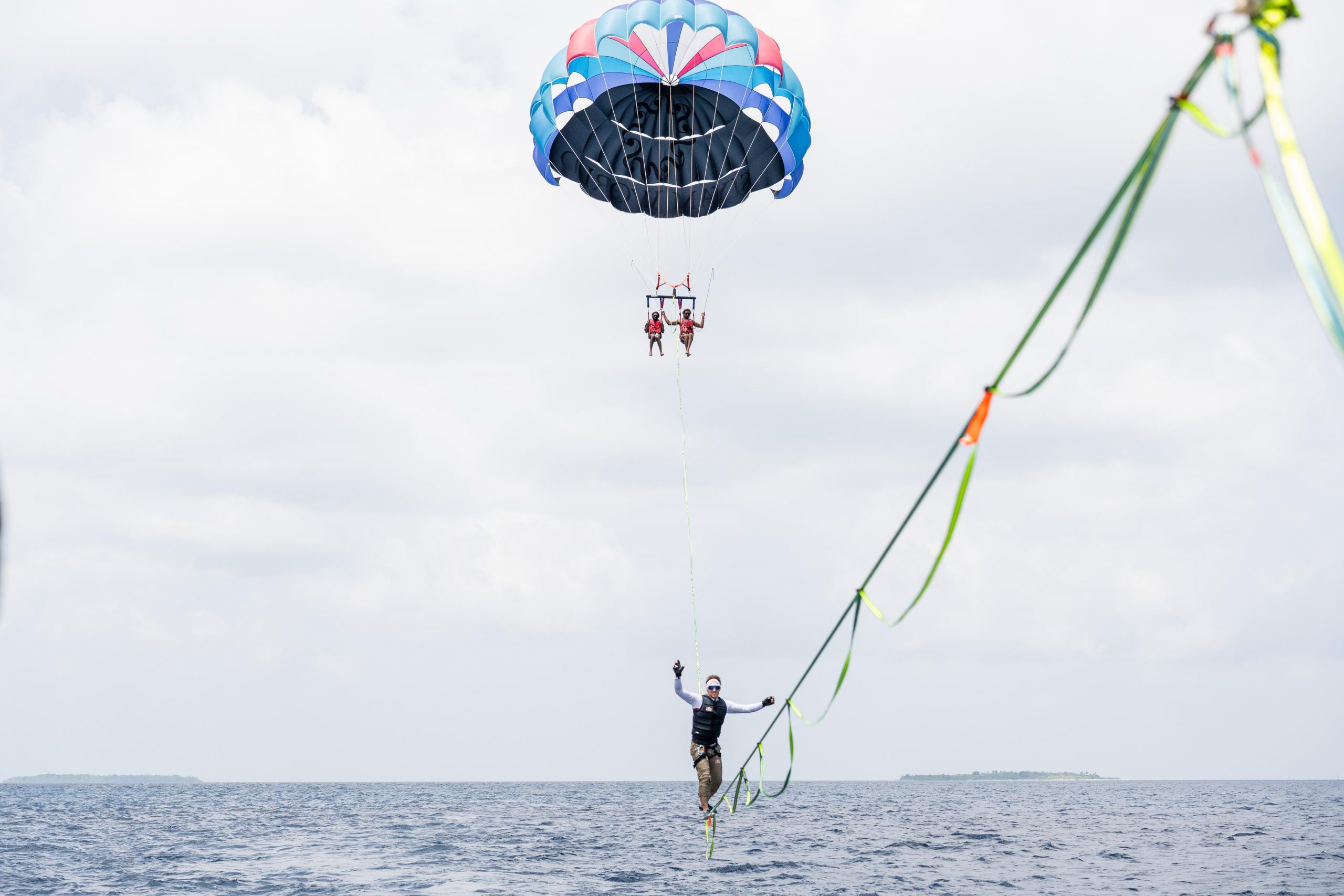 Jaan Roose rewrites rules with parasail slackline walk in Maldives