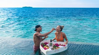 Couple With Floating Breakfast