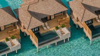 Sunset Horizon Water Villa with Pool Aerial View