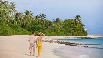 The Westin Maldives Miriandhoo Resort Couple Beach Walk
