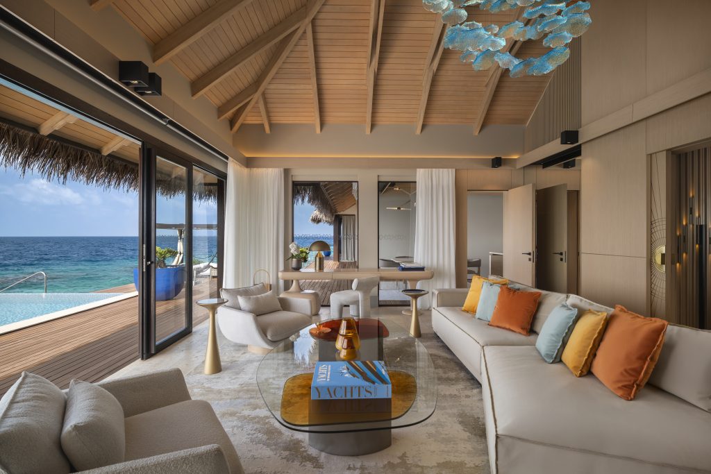 Velaa Private Island Ocean Pool House Living Room