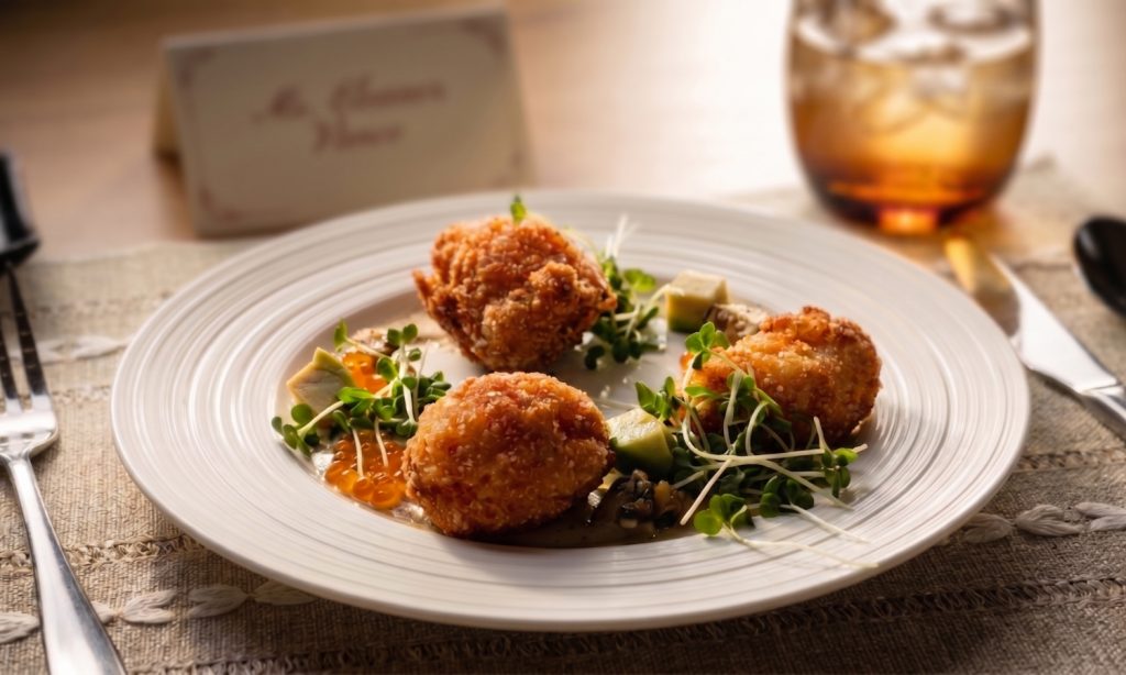Batch 674567 First Light of the Atlantic King Crab fritters with ikura and lime yuzu vinaigrette Caravela at NH Collection Maldives Reethi Resort b77107 original