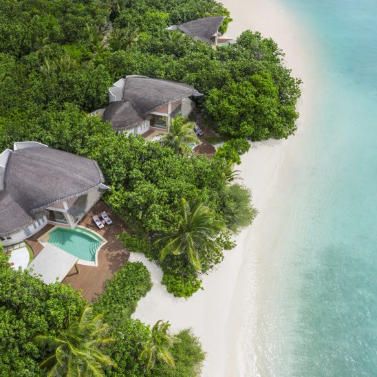 Bird's eye view beach villa JW Marriott Maldives Resort & Spa