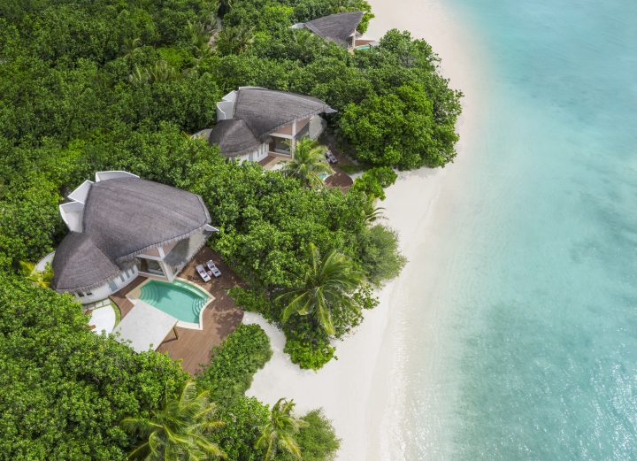 Bird's eye view beach villa JW Marriott Maldives Resort & Spa