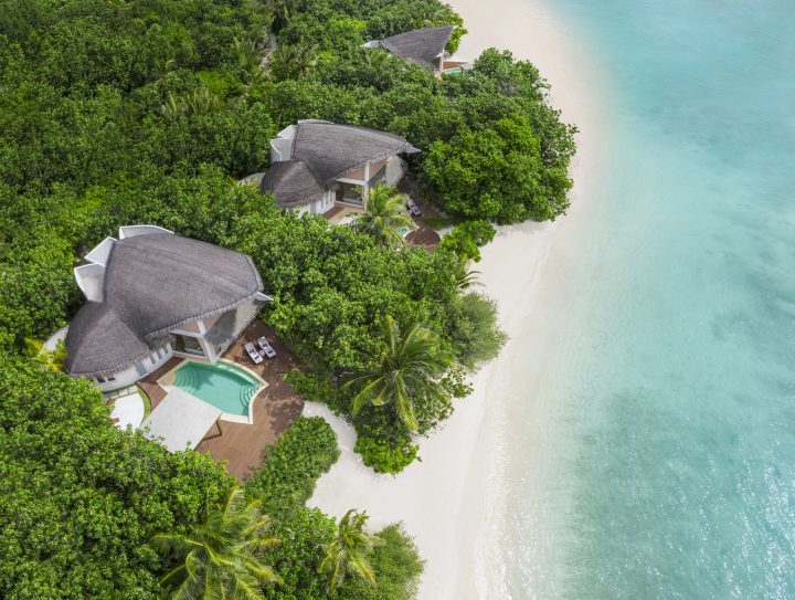 Bird's eye view beach villa JW Marriott Maldives Resort & Spa