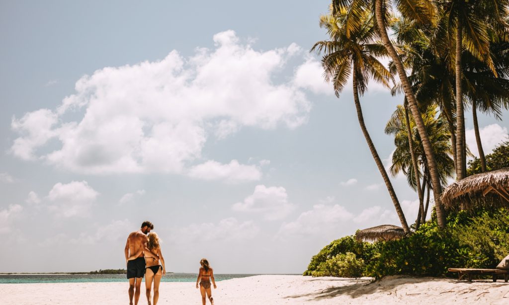 Tropical beach holiday with family