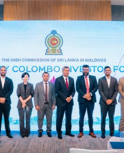Batch 5. Representatives of the Sri Lankan High Commission in the Maldives and CHEC Port City Colombo (Pvt) Ltd, together with key dignitaries at the Port City Colombo Investor Forum in the Maldives