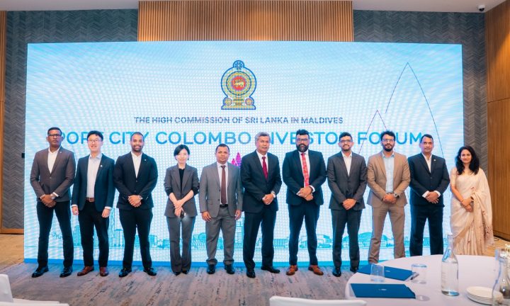 Batch 5. Representatives of the Sri Lankan High Commission in the Maldives and CHEC Port City Colombo (Pvt) Ltd, together with key dignitaries at the Port City Colombo Investor Forum in the Maldives