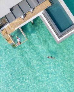 Batch Alila Kothaifaru Maldives Ocean Overwater Pool Villa Aerial Shot with Talents