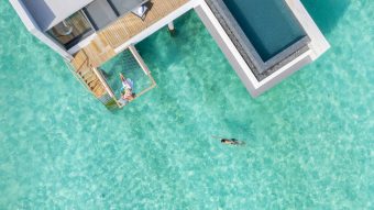 Batch Alila Kothaifaru Maldives Ocean Overwater Pool Villa Aerial Shot with Talents